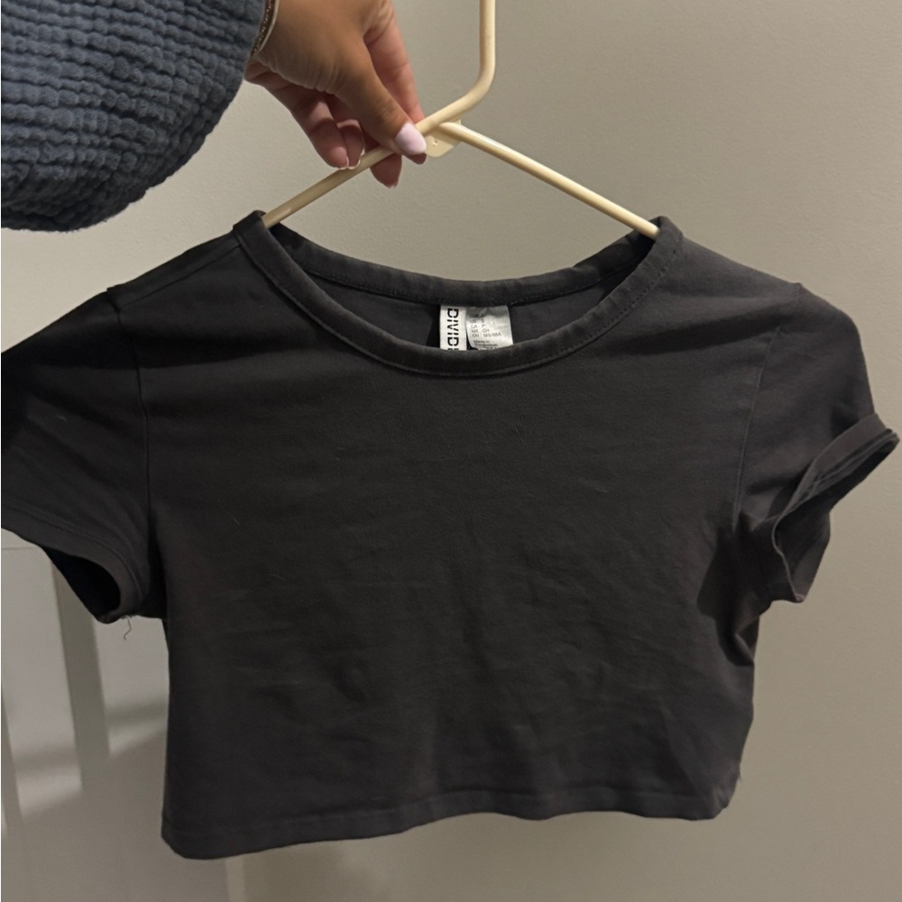 Gray Fitted extra cropped T-Shirt
